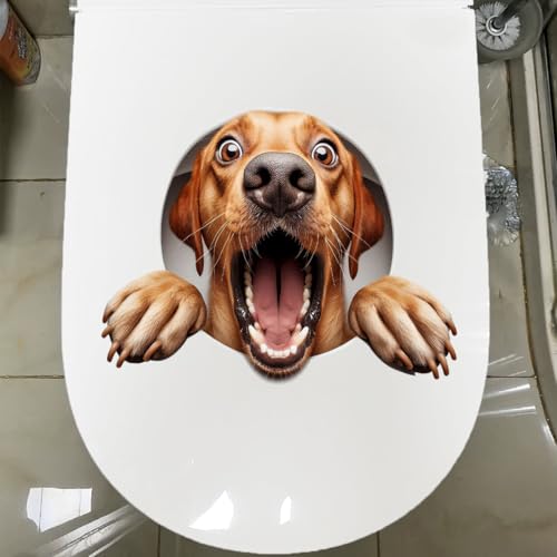 1pcs 3D Labrador Toilet Decal - Self-Adhesive Waterproof Removable Dog Bathroom & Door Wall Sticker, Creative Funny Toilet Tank Sticker, Bathroom Accessories, Home Decor (Labrador)
