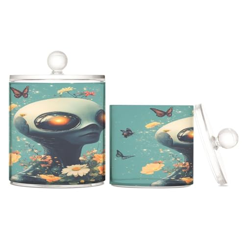 Scatole portaoggetti in plastica trasparente con coperchio, ideali per dispensa essenziali, piccoli contenitori decorativi per tamponi di cotone, tamponi di cotone, bastoncini di cotone, filo