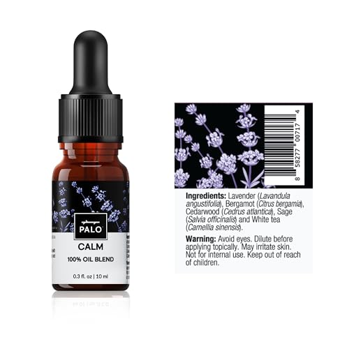 Palo Calm Essential Oil Blend for Diffuser and Weighted Eye Face Mask, 100% Luxury Pure Lavender, Bergamot, Sage Soothing Refreshing Premium Aroma Oils (.33 oz/10 ml) - Image 4