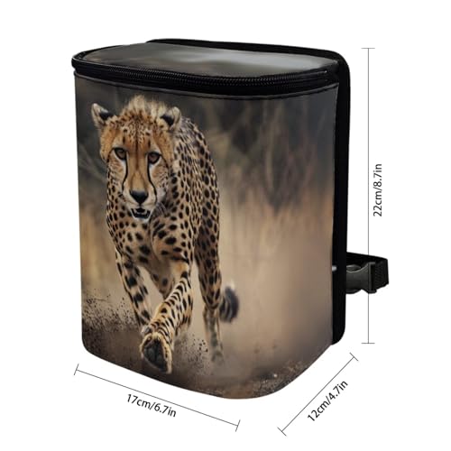 Image of DISNIMO Cool Cheetah Car Trash Can Easy-to-Install Car Accessory Interior, Leak-Proof Car Garbage Can Bin Organizer Storage Bag for the Back Seat of Any Cars, Sedans, SUVs & Trucks
