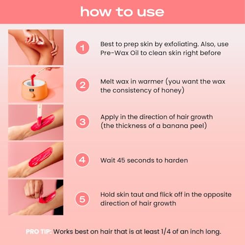 KoluaWax Premium Waxing Kit for Women - Hot Melt Hard Wax Warmer for Hair Removal, Eyebrow, Bikini, Legs, Face, Brazilian Wax - Machine, 4-Pack Beads, Accessories, Peach Fuzz