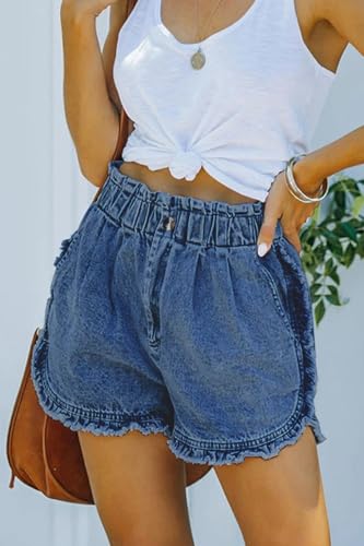 Image of YOCUR Womens Lightweight Shorts Casual Baggy Trendy Hot Pants Elastic Waist Drawstring Comfy Shorts