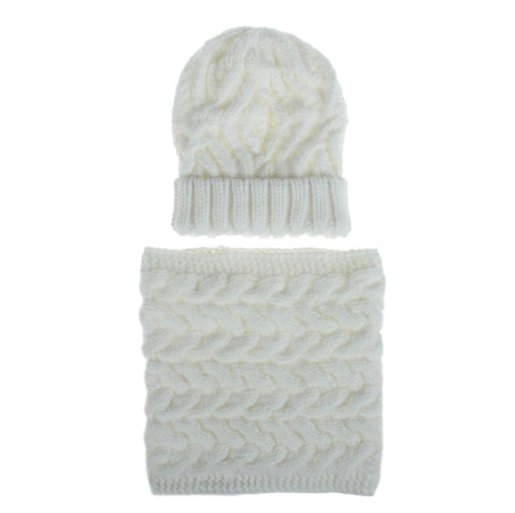 Mützen Winter Mützen Damen Winter-Strickmütze Und Schal-Set, Halswärmer, Mädchen, Lässig, Dick Wintermütze (Color : D, Size : One Size)