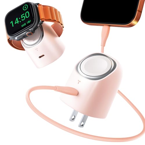TORRAS Flasheye For Apple Watch 充電器 2in1 45W 急速充電器 タイプc【USB PD/PSE技術基準適合】アップルウォッチ/iPhone/iPad/Android MacBook Air その他各種機器対応 (ピンク)