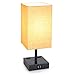 SHINE HAI Minimalist Solid Wood Table Lamp Bedside Desk Lamp Retro with Fabric Shade Relax Lighting for Bedroom, Living Room, Dorm, Cafe, Bookcase (Rectangle)