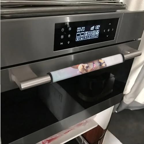 Image of Fridge Door Handle Covers Set of 6 Kitchen Appliance Decor Handles Glove Anti-Slip Protectors Valentine's Day Refrigerator Decorations, Chihuahua Dog Couple Heart Pattern
