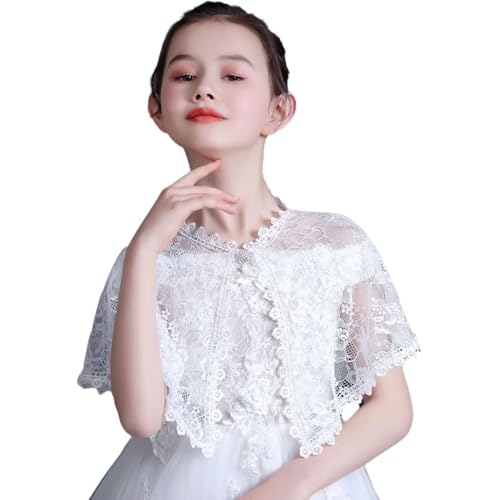 Image of Girls Lace Flower Girl Bolero Shrugs Shawl Wrap Kids Spring Summer Party Dress Cover Up