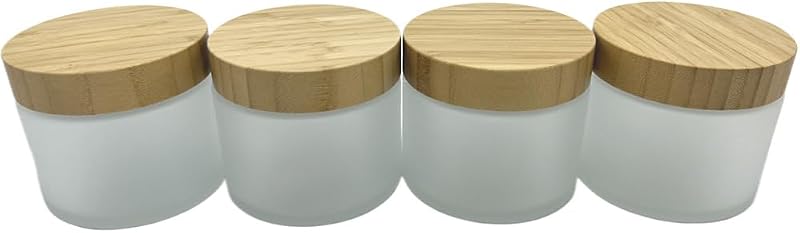 BEECO GIF2U Frascos Cosméticos Recarregáveis de Vidro Fosco com Tampa de Bambu, Pacote com 4