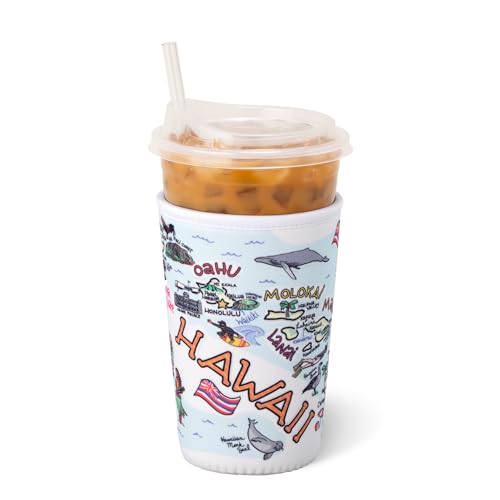 Swig Life Medium Iced Coffee Cup Coolie with Handle, Hawaii