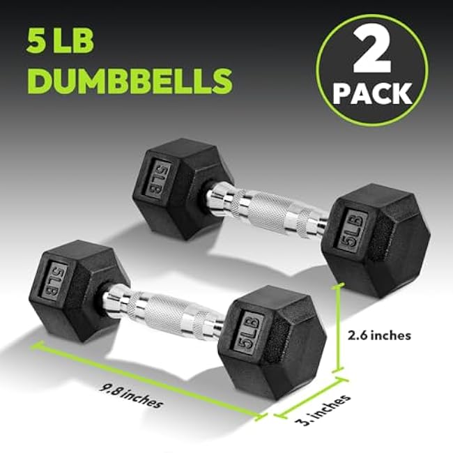 Hex Dumbbell Set, 2.5-65 lb Rubber Encased Exercise & Fitness Dumbbells, Weights Dumbbells Set of 2, Hand Weight for Strength Training