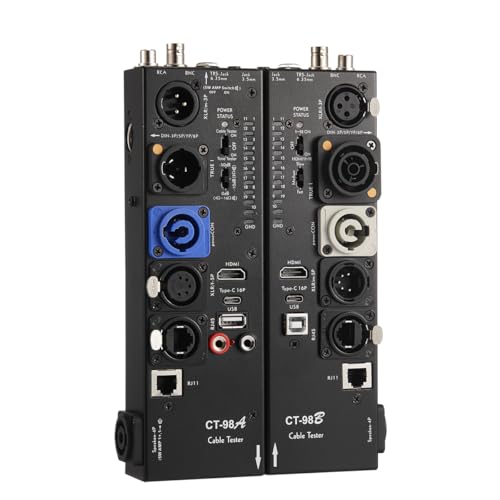 MFL. Detachable Professional Cable Tester, Multi-Interface Audio Line Checker, HDMI Type-C USB RCA BNC Testing Device with LED Indicators, Black