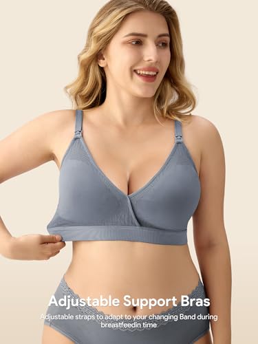 HBselect Nursing Bras for Breastfeeding, Seamless V Neck Maternity Bra Wireless Women Pregnancy Postpartum Bra Sleep Bralette4