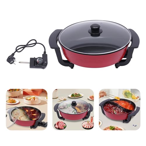 Aohuada 6L Yin Yang Doppeltopf Elektrisches Fondue Rot