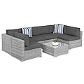 Best Choice Products 7-Piece Modular Outdoor Sectional Wicker Patio Conversation Set w/ 2 Pillows, Coffee Table, Cover Included - Gray/Gray