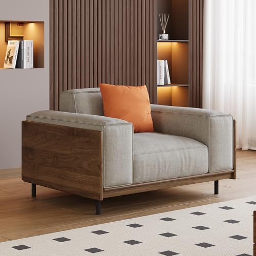 NessCarsti 40.94" Mid-Century Modern 1-Seater Fabric Sofa Couch, Solid Wood