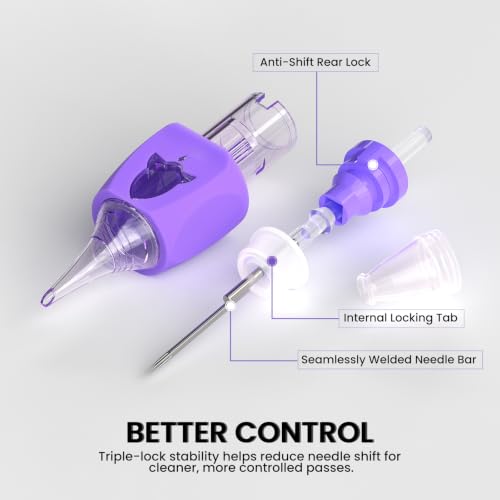 Image of Wormhole Tattoo Needles Rocket 20PCS Tattoo Cartridge Needles 1RL Needle Cartridge Round Liner Disposable Finger Ledge Cartridges Compatible with Tattoo Gun Tattoo Machine Tattoo Supplies 0801RL
