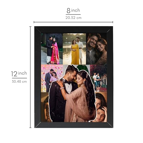 Image of Personalized Photo Frame 8x12 Inch | Custom Collage Photo Frame Gift for Birthday, Anniversary, Couple, Friends | Acrylic Sheet with MDF Back | Wall Decor Memory Frame (D-5)