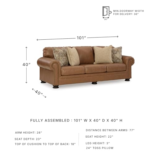 Image of Signature Design by Ashley Carianna Leather Sofa for Living Room, Caramel