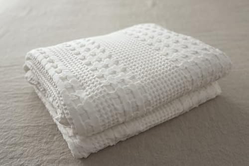 KUCOON Sólido Big Hive Muselina Mantas de algodón para Camas Waffle Plaid Car Siesta Sofá Throw Soft Home Cover Sábanas Colchas Funda de Almohada