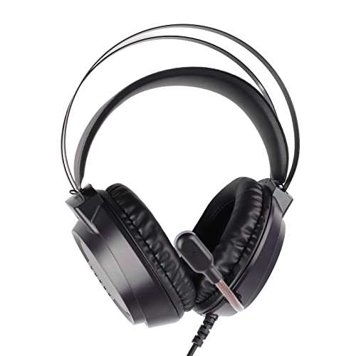 RGB USB Gaming Headset, Wired Computer Headphones with 7.1 Surround Sound Noise Canceling Mic, Three Plug Design, for PC Laptop Phones