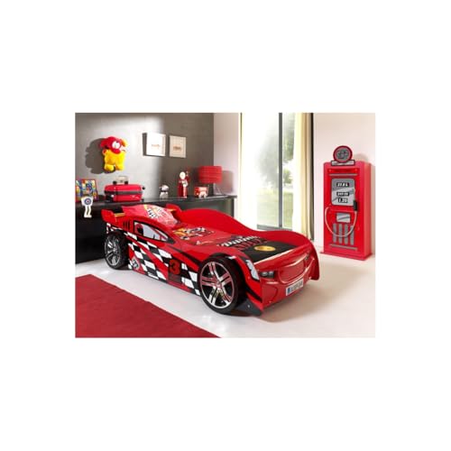 Paris Prix Pack - Lit Enfant Voiture Night Speeder & Armoire 1 Porte Pompe à Essence Rouge
