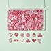 MakemadeDIY 120Pcs Flatback Pink Plastic Cabochons Charms Undrilled Transparent Cute Heart Strawberry Cherry Rainbow Flat Back Embellishments Bulk Mixed Resin Ornament Scrapbooking Set