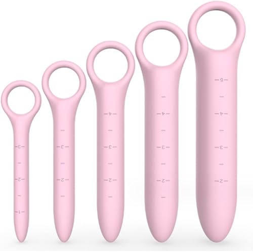 Miniatura 9 de Dilatadores de silicona para suelo pélvico para mujeres con escamas finas, paquete de 5 unidades, rosa con bolsa de almacenamiento, masajeador de