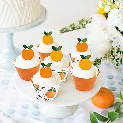 Little Cutie Baby Shower Cupcake Toppers And Wrappers 24Pack Food/Appetizer Picks For Orange Birthday Party Decorations Clementine Theme Party Supplies #TOP5