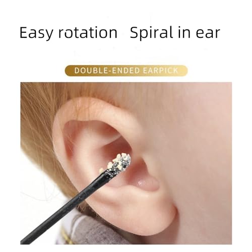 120Pcs Disposable Adhesive Ear Digging Stick for Children's Safety Ear Cleaner for Adult Spiral Ear wax removal Ear Scoop Earwax Remover Tool with Dust cover packaging