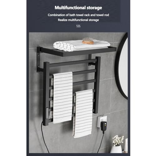 Scaldasalviette Elettrico con Asciugatura Rapida costante, portasciugamani in Fibra di Carbonio per Uso Domestico, per Bagno, Spa, Accappatoio, Coperta e Pigiama, Nero