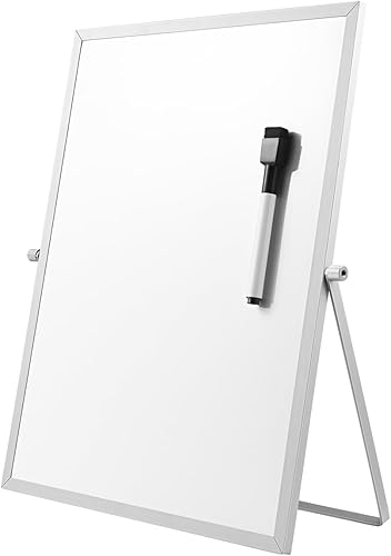 STOBOK Pizarra magnética de borrado en seco con soporte, caballete magnético de pizarra blanca para escritorio de niños, tablero plegable de doble