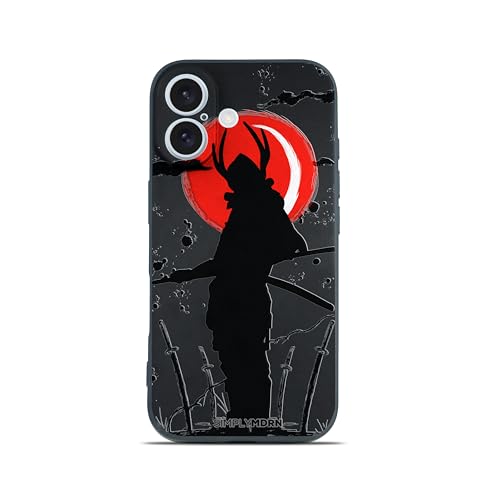 SIMPLYMDRN Slim for iPhone 16 Case - Warrior Design - Cool Case for Men - Fighter Assassin Case - Slim and Flexible (Samurai Slim Black)