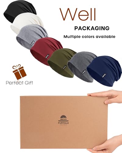 Image of FURTALK Slouchy Beanie for Men Women Breathable Cotton Summer Beanie Unisex Running Sleeping Skull Caps Chemo Headwear