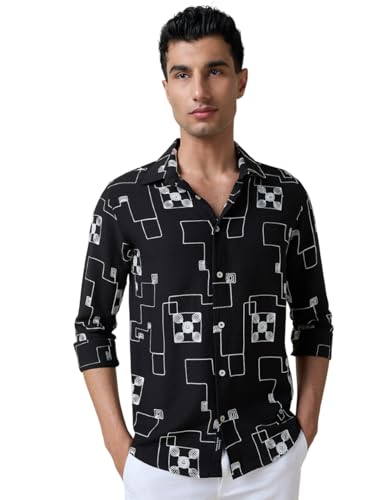 Image of Thomas Scott Mens Regular Fit Embroidered Full Sleeves Casual Shirt
