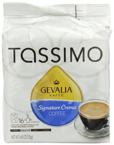 Gevalia Signature Crema Coffee (Medium), 16-Count T-Discs for Tassimo Coffeemakers (Pack of 2)