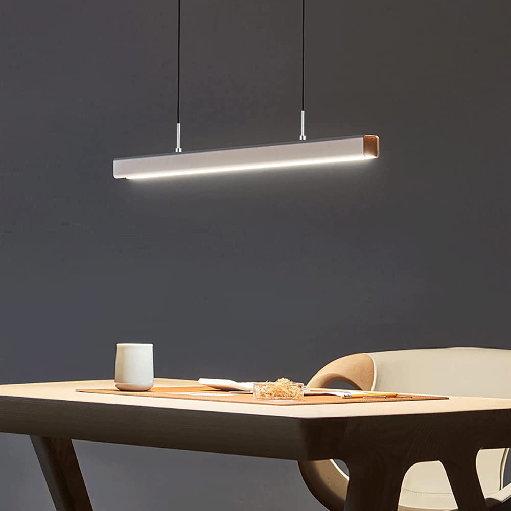 Lustres suspendus à longue barre, lampes suspendues modernes pour îlot de cuisine à LED 4000K, lampes à suspension linéaires créatives pour salle à manger, lampe d'ambiance d'éclairage décorat