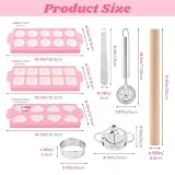 8PCS Ravioli Maker Press Set,Ravioli Stamp Maker Cutter with Wood Rolling Pin,Empanada Maker-Press,Ravioli Wheel and Stuffing Spoon,for Homemade Pasta,Dumpling,Pastry Kit(Pink)