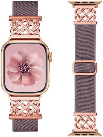 Stylish Nylon Band Compatible for Apple Watch Bands Women 40mm 41mm 38mm 42mm 44mm 45mm 46mm,Soft Solace Stretchy Strap Replacement Sport Wristband for iWatch Bands Series 11 10 9 8 7 6 5 4 SE 3 Ultra