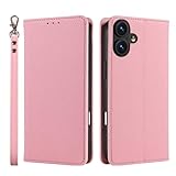 LBYZCASE Wallet Case for iPhone 16 Plus with[RFID Blocking] Card Slot,Powerful Magnet,Kickstand Feature,Flip Cover,Protective Leather Phone Case Cover-Compatible with iPhone 16 Plus 6.7 inch,Pink