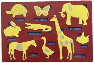 بازل خشبية للأطفال بتصميم حيوانات برية ملونة