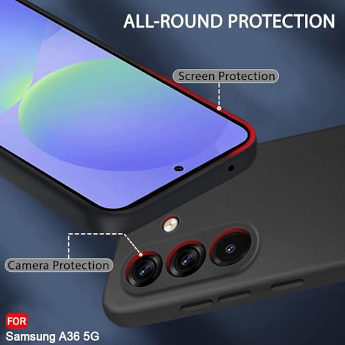 Image of TheGiftKart Sleek Back Cover Case for Samsung Galaxy A36 5G | Slim Fit Protective Design | Ultra Matte Finish | Camera Protection Bump | Soft Silicon Back Cover Case for Samsung A36 (Silicone, Black) | Slim Fit