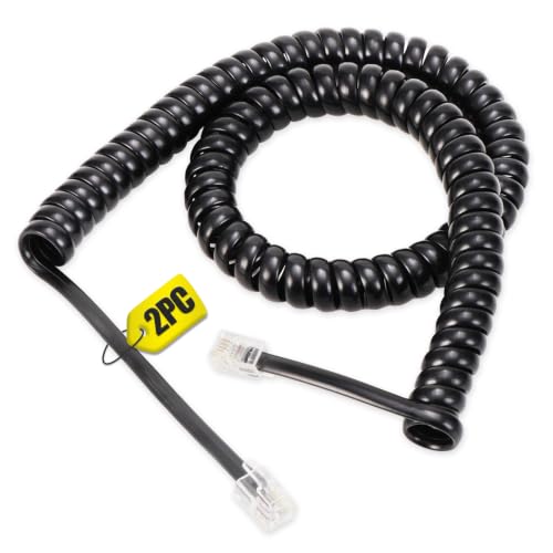 Uvital 2 Pack Phone Cord for Landline, 1.4 FT Telephone Handset Cord, Black