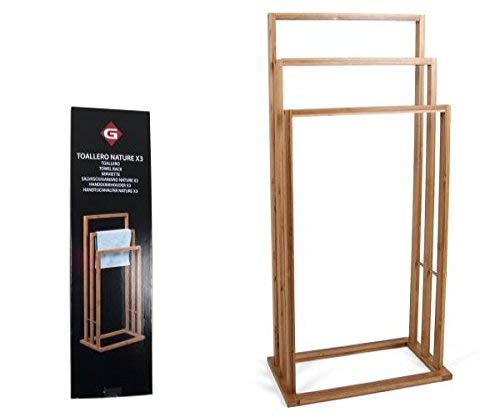 Porta asciugamani 3posti in bamboo colore naturale...