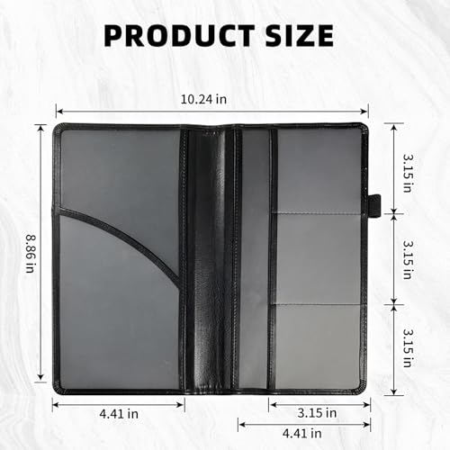 Car Registration and Insurance Holder PU Leather Vehicle Insurance and Registration Holders Wallet Case with Elastic Band Closure for ID Card, Driving Licence, Black and White Cow Print2