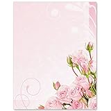 PaperDirect Pink Elegance Border Paper, Pale Pink Background with Roses and Swirls Design, 8.5 x 11, Acid-Free Stationery for Invitations, Flyers, Cards, 25 Sheets