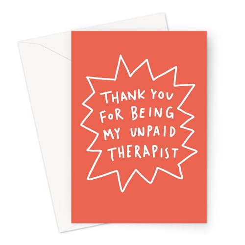 Image of Thank You for Being My Unpaid Therapist Greeting Card | Funny Thank You Card for Friend, Colleague, Teacher Or Boss, Funny Red Leaving Card for Friend, Colleague, Teacher Or Boss