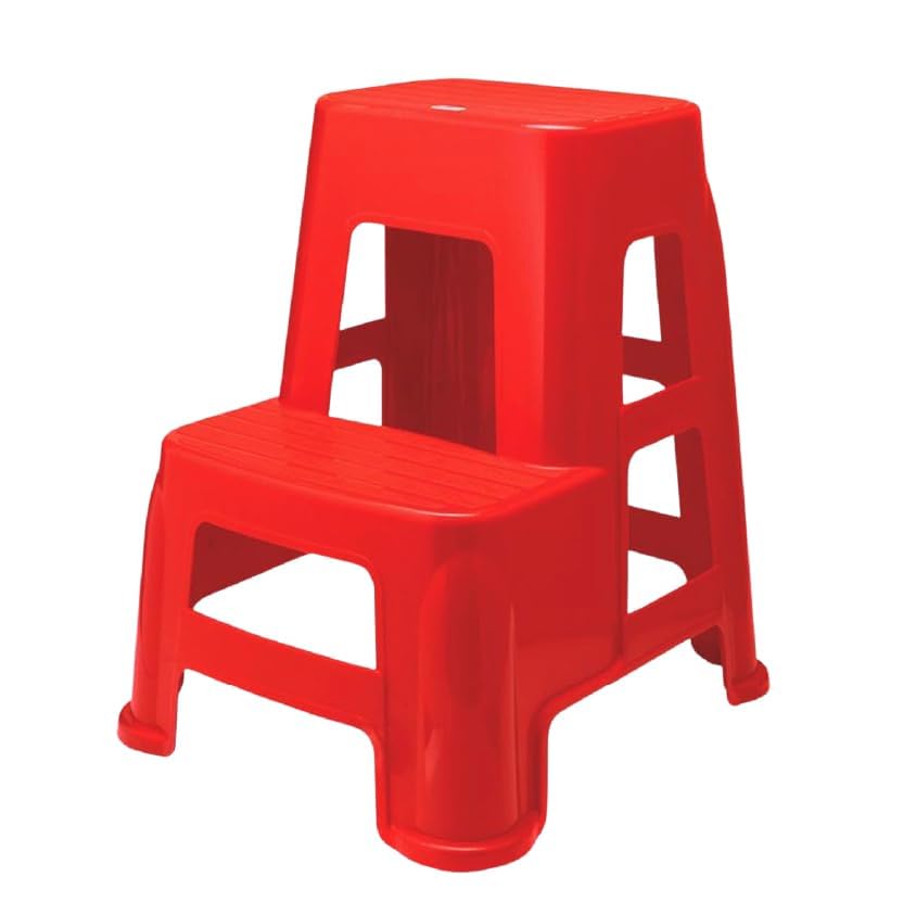 OAKNEST stl21 2-Step HeavyDuty High Glossy Plastic Multi Purpose Stepper Stool for Home,Office and Kitchen Use (Color : Bright Red ; Count: 1)-image-14