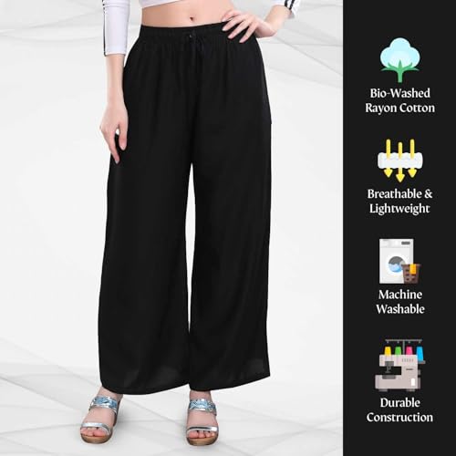 Image of TRASA Women's and Girls Cotton Reyon Regular Fit Palazzo Pants - Available Size - L, XL, 2XL, 3XL