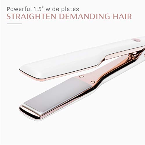 Amazon.com: T3 Singlepass Styling Iron Custom Blend Ceramic + Ionic Flat  Iron for Wide Hair Straightening and Smoothing for Long, Thick or Coarse  Hair, White/Rose Gold, 1.5\