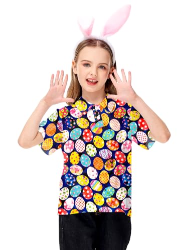 Image of AOBUTE Kids 4th of July Polo American Flag Short Sleeve Button Down Shirts Tops 3-14 Years